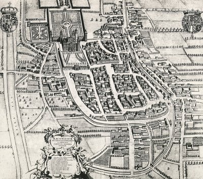 Mapa de Racconigi, grabado de Joan Blaeu (1596-1673), Italia de Joan Blaeu