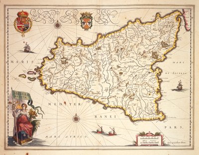 Mapa de la región de Sicilia de Joan Blaeu