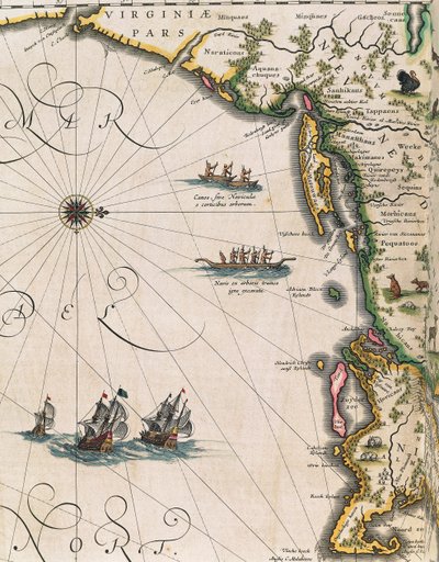Mapa de la costa de Virginia, del Theatrum Orbis Terrarum por Joan Blaeu de Joan Blaeu