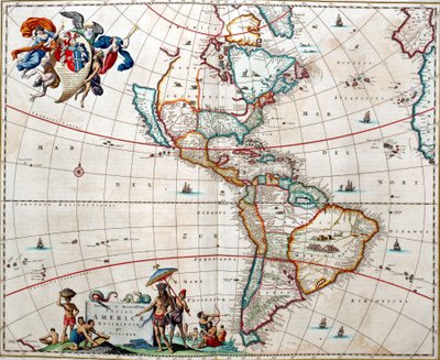 Hoja del "Atlas de las Américas" de Bleau de Joan Blaeu