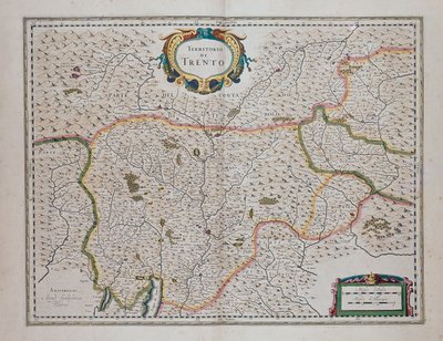 Área de Trento, del Teatro del Mundo, o Nuevo Atlas de Mapas y Representaciones de Todas las Regiones por Joan Blaeu, Italia de Joan Blaeu
