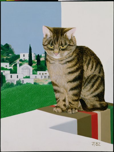 Gato atigrado en la ventana de Joan Freestone
