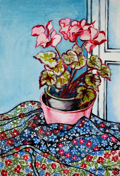 Ciclamen con telas estampadas, 1999 de Joan Thewsey
