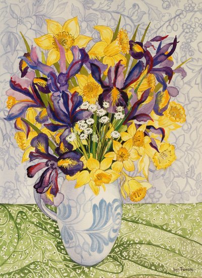 Iris y Narcisos con Textiles Estampados, 2008 de Joan Thewsey