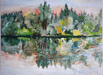 El lago al atardecer, Bremes les Ardres, 2000 de Joan Thewsey