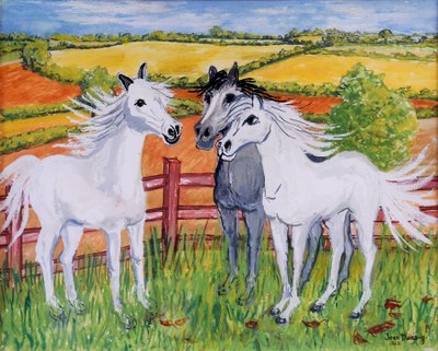 Tres caballos juguetones de Joan Thewsey