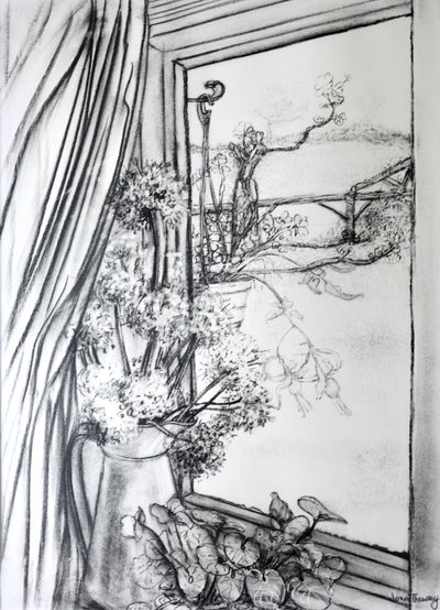 Vista a través de la ventana de la cabaña, 1970 de Joan Thewsey