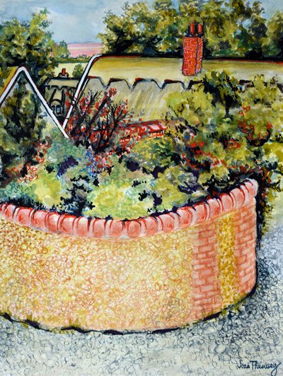 Vista a través de los tejados hacia los campos, 2010 de Joan Thewsey