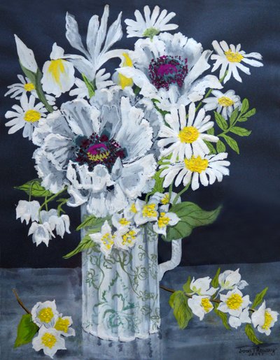 Amapolas blancas, margaritas y filadelfos de Joan Thewsey
