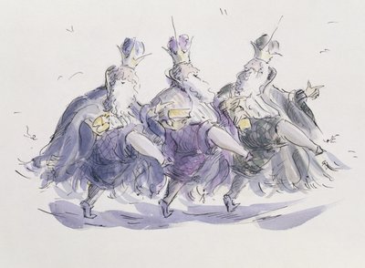 Tres reyes bailando una giga de Joanna Logan