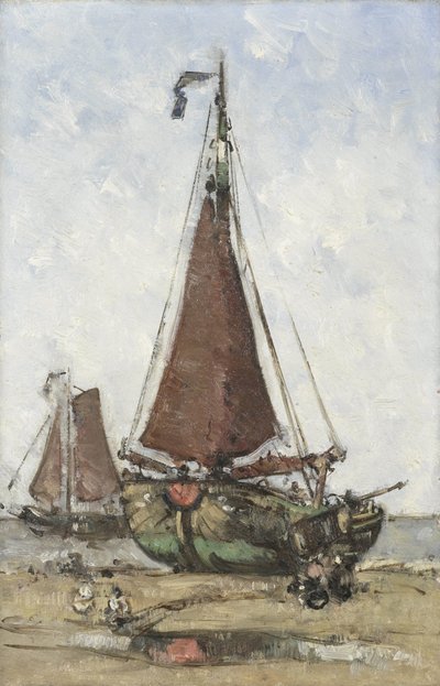 Barco de pesca en la playa de Joannes Barnardus Antonius Maria Westerwoudt
