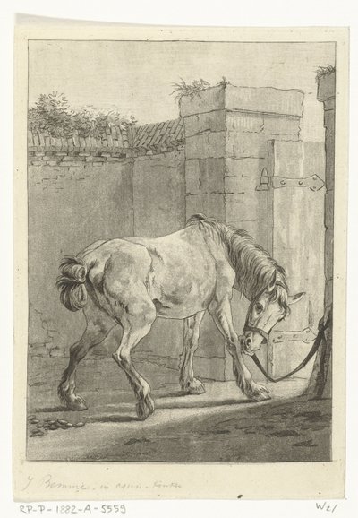 Un caballo atado a un poste de Joannes Bemme