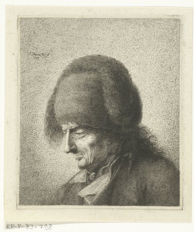 Cabeza de un anciano con sombrero de piel de Joannes Bemme