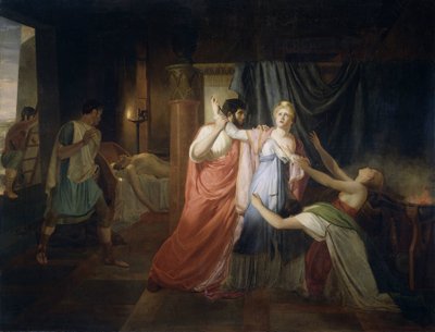 Proculey evita que Cleopatra se apuñale de Joannes Echarius Carolus Alberti
