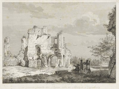 Compañía en las ruinas de la abadía en Rijnsburg La mayoría de las ruinas de Abtdy en Rhynsburg (título sobre el objeto) de Joannes Pieter Visser Bender