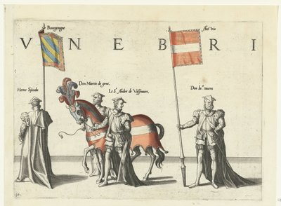 Parte de la procesión, nº 10 Procesión fúnebre del emperador Carlos V, 1558 (título de la serie) de Joannes van Doetechum (I)