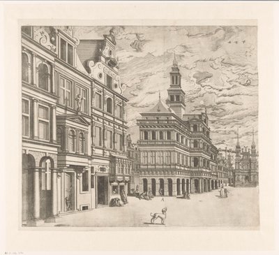 Vista de una plaza con edificios monumentales de Joannes van Doetechum (I)