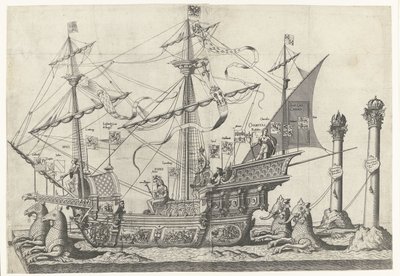 El barco Victoria, No. 5 Procesión fúnebre del emperador Carlos V, 1558 (título de la serie) de Joannes van Doetechum (I)