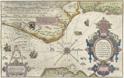 Mapa de la costa de Flandes, Normandía e Inglaterra de Joannes van Doetecum