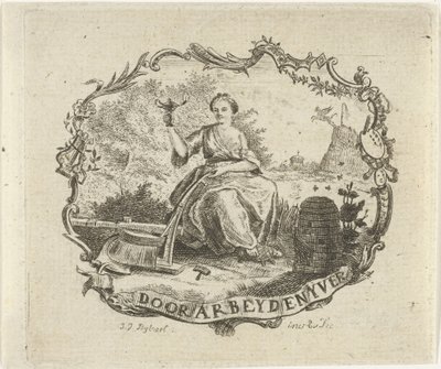 Mujer con lámpara encendida Trabajo e industria (título sobre objeto) de Joannis Jacobus Bijlaert