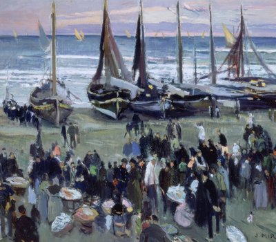 Mercado de pescado en la playa de Joaquim Mir i Trinxet