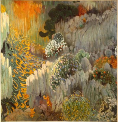 Pintura de mesa oriental (decoración mural en la Casa Trinxet) de Joaquim Mir i Trinxet