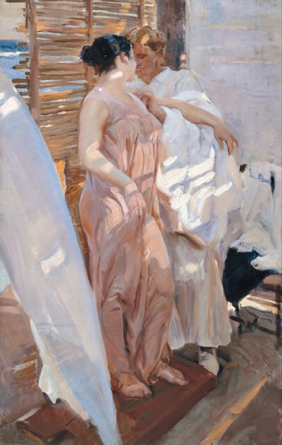 La bata rosa. Después del baño de Joaquín Sorolla