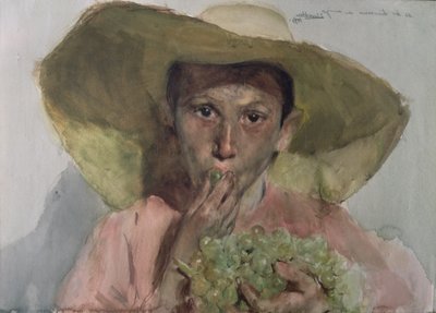 Niño comiendo uvas de Joaquin Sorolla y Bastida