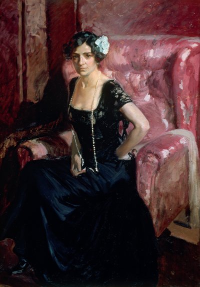 Clotilde en un vestido de noche de Joaquín Sorolla