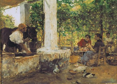 Figuras bajo una celosía de Joaquin Sorolla y Bastida