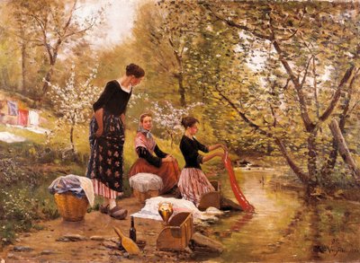 "Las Lavanderas" Pintura de Joaquim Vayreda i Vila (1843-1894). 1883 de Joaquin Vayreda