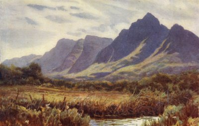 Península del Cabo, Sudáfrica: La Montaña de la Mesa desde Cape Flats (litografía en color) de Joaquin Xaudaru y Echau