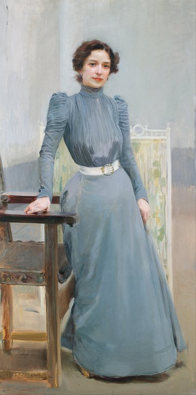 Clotilde en un vestido gris de Joaquín Sorolla