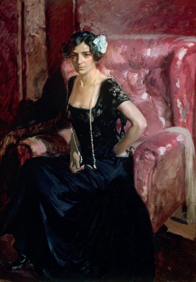 Clotilde en un Vestido de Noche de Joaquín Sorolla
