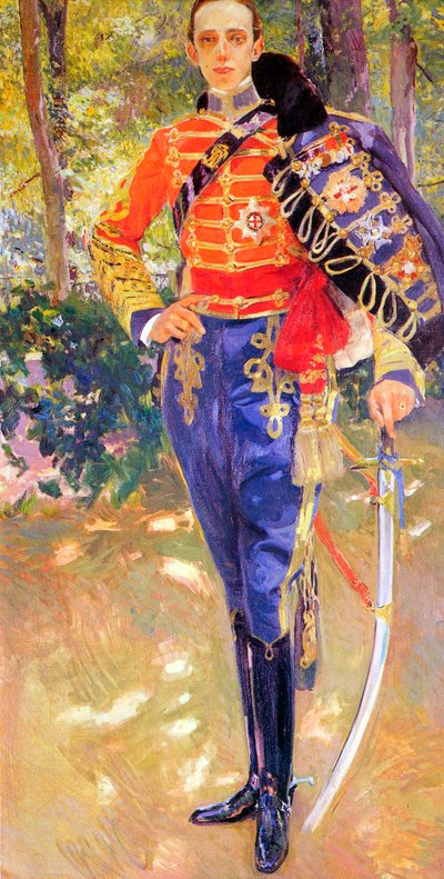 Retrato del Rey Alfonso XIII en un uniforme de Húsares, 1907 de Joaquín Sorolla