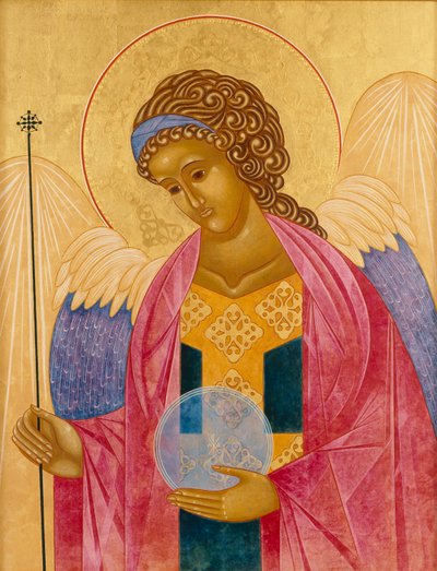 Arcángel Miguel, 2003 (temple al huevo y oro de 24 quilates sobre madera) de Jodi Simmons