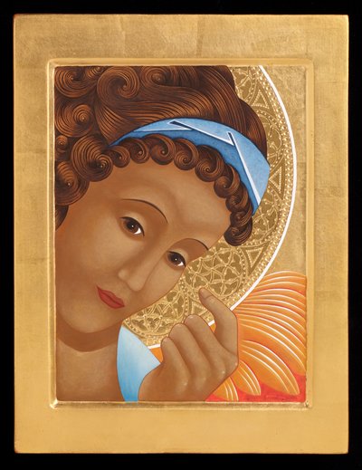Gabriel, 2015 (temple al huevo y oro de 24 quilates sobre madera) de Jodi Simmons