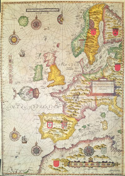 Una carta general y descripción de las costas marítimas de Europa y la navegación contenida en este libro de Jodocus Hondius