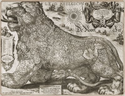 Leo Belgicus - mapa de los Países Bajos (1611) de Jodocus Hondius