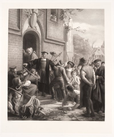 El obispo Rønnow defendido por Hans Tausen contra el ataque de la multitud de Joel Ballin