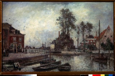 Muelle del canal (Un terraplén del canal). Pintura de Johan Barthold Jongkind (1819-1891) de Johan Barthold Jongkind
