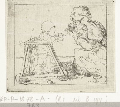 Mujer con niño en andador de Johan Antoni Kauclitz Colizzi