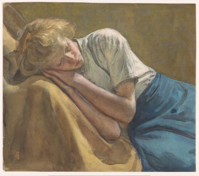 Chica que descansa de Johan Antonie de Jonge (signed by artist)