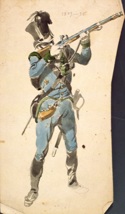 Un fusilero de los Jaegers austriacos, el cuerpo de prestigio de una élite nacional, 1835 de Johan Baptiste Heinefetter