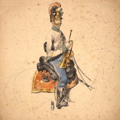Un Soldado del 5º Regimiento de Dragones, Príncipe Eugenio de Saboya 1840-50 de Johan Baptiste Heinefetter