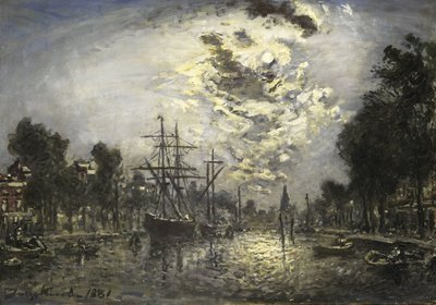 Rotterdam a la luz de la luna de Johan Barthold Jongkind (signed by artist)