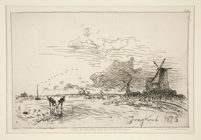 Canal de Hollande, pr?s de Rotterdam (Hiver) [Canal de Holanda, cerca de Rotterdam (Invierno)] de Johan Barthold Jongkind