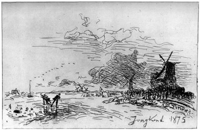 Canal cerca de Róterdam, c1830-1890 1924 de Johan Barthold Jongkind