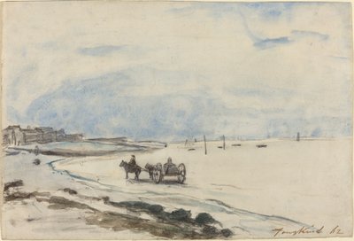 Carro en la Playa de Etretat de Johan Barthold Jongkind