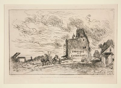 Demoliciones de la Rue des Francs-Bourgeois Saint-Marcel (Demolición en la Rue des Francs-Bourgeois Saint-Marcel) de Johan Barthold Jongkind